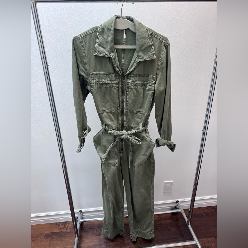 Free People Olive Green Utility Jumpsuit - Picture 2 of 3